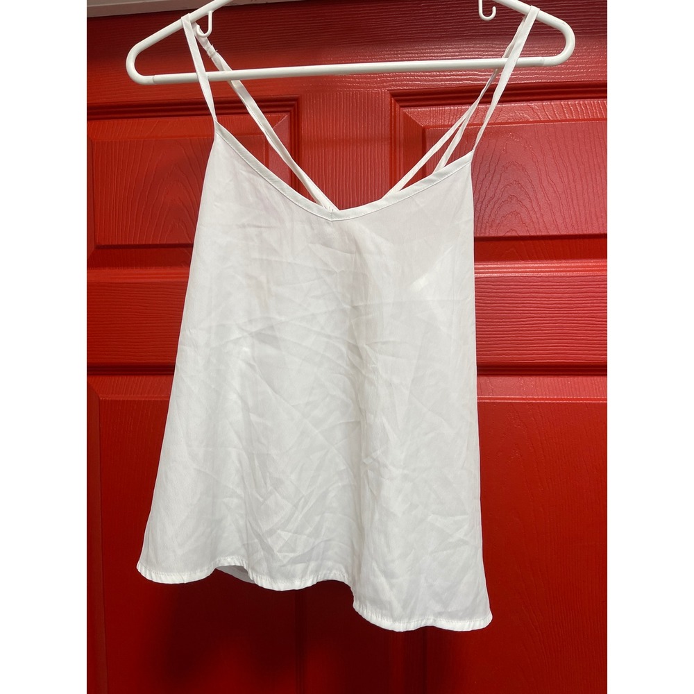 Hollister White Strappy Crisscross Back Cami Top V-Neck Blouse XS